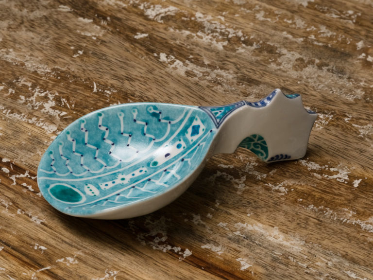 スプーン　磁器　上絵付け